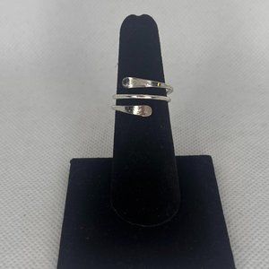 Silver Plated Spiral with hammered ends ring